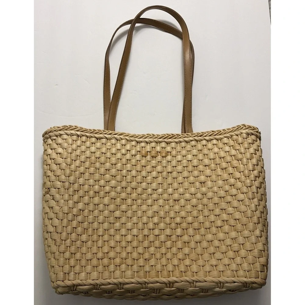 Cappelli Straworld Straw Handbag Lighthouse Sail Boat Purse Tote Bag/